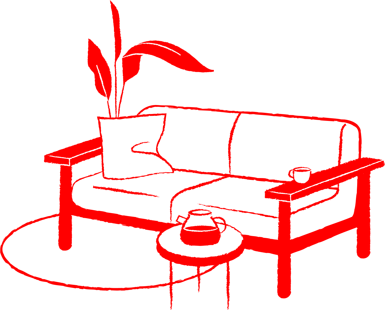 Couplecouch mit Tischchen